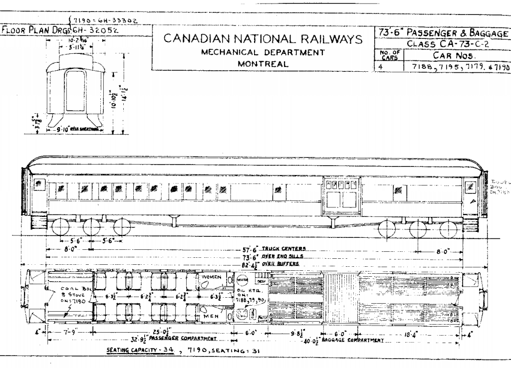 Drawing of Combine cars as done by CNR.